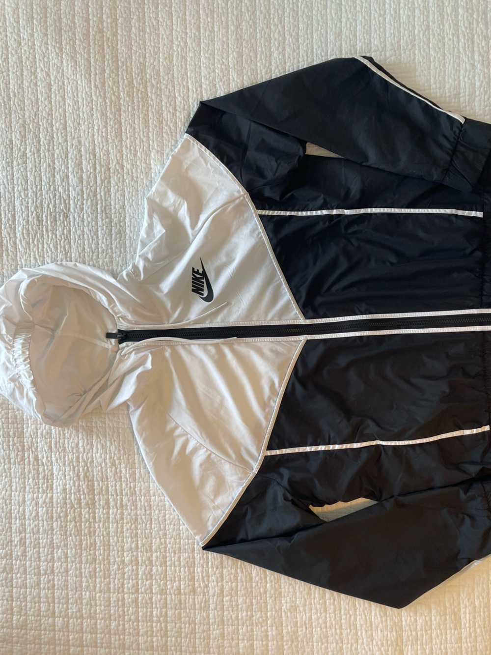 Nike Black & White Windbreaker Jacket with Hood